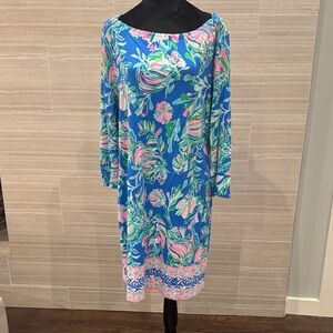 Lilly Pulitzer Floral Long Sleeve Dress in Blue and Pink